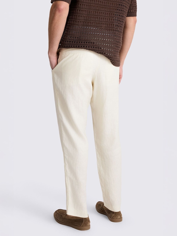 MOSS White Linen Drawstring Trousers - Image 2 of 5