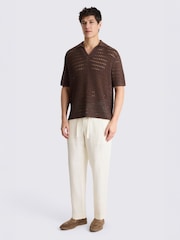 MOSS White Linen Drawstring Trousers - Image 4 of 5