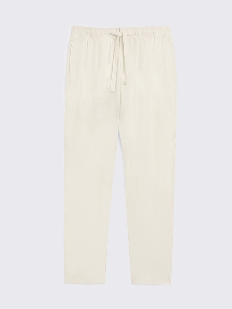 MOSS White Linen Drawstring Trousers - Image 5 of 5