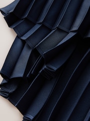 CERENE Bea Navy Long Sleeve Knit Bodice Pleated Skirt Dress - Image 11 of 12