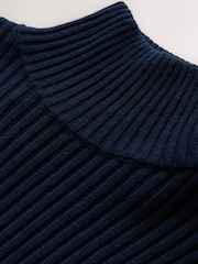 CERENE Bea Navy Long Sleeve Knit Bodice Pleated Skirt Dress - Image 3 of 12