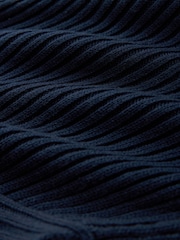 CERENE Bea Navy Long Sleeve Knit Bodice Pleated Skirt Dress - Image 7 of 12