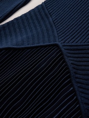 CERENE Bea Navy Long Sleeve Knit Bodice Pleated Skirt Dress - Image 9 of 12