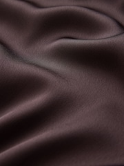 CERENE Katy Chocolate Brown 2 in1 Drape Satin Top Knitted Dress - Image 10 of 11