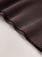 CERENE Katy Chocolate Brown 2 in1 Drape Satin Top Knitted Dress - Image 11 of 11