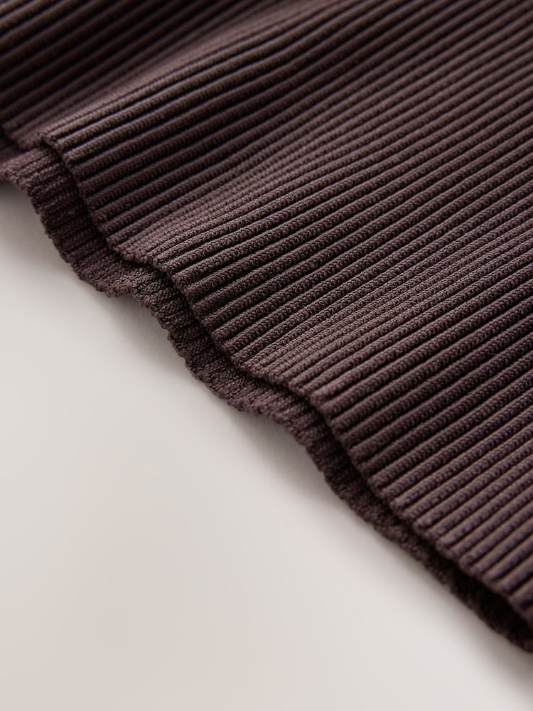 CERENE Katy Chocolate Brown 2 in1 Drape Satin Top Knitted Dress - Image 11 of 11 CERENE Katy Chocolate Brown 2 in1 Drape Satin Top Knitted Dress - Image 11 of 11