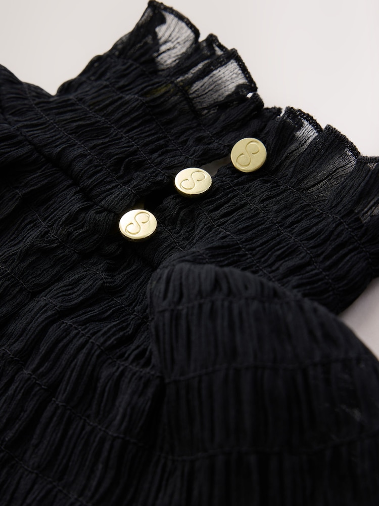 কালো - CERENE Long Sleeve Tiered Ruffle Maxi Dress - 13এর মধ্যে 13 ছবি
