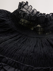 কালো - CERENE Long Sleeve Tiered Ruffle Maxi Dress - 13এর মধ্যে 8 ছবি