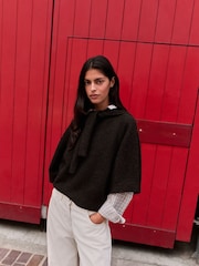 Chocolate Brown Sailor Collar Knitted Cover-Up - Image 1 of 7
