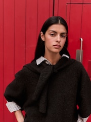 Chocolate Brown Sailor Collar Knitted Cover-Up - Image 2 of 7