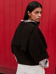 Chocolate Brown Sailor Collar Knitted Cover-Up - Image 3 of 7