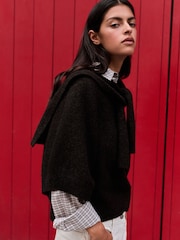 Chocolate Brown Sailor Collar Knitted Cover-Up - Image 4 of 7