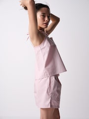 The Set 2 Pack Cotton Poplin Cami and Culotte Pyjamas Set Pink / Cream - Image 7 of 16