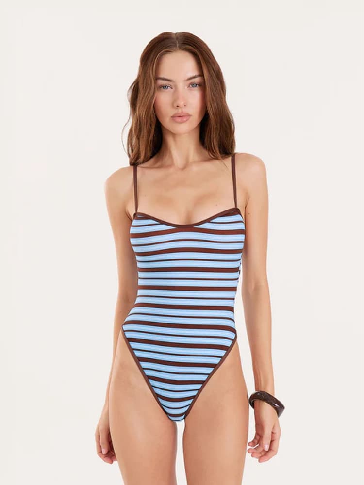4th & Reckless Striped Bianca Crinkle Swimsuit - 5суретінің 1 суреті