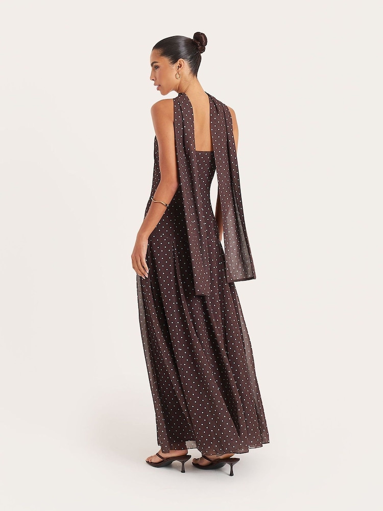 brown maxi dress with scarf Scarf Maxi Dress  MONSE
