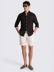 MOSS Cream Twill Linen Shorts - Image 2 of 3