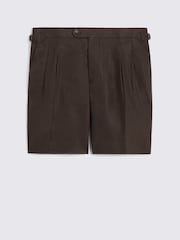 MOSS Brown Twill Linen Shorts - Image 4 of 4