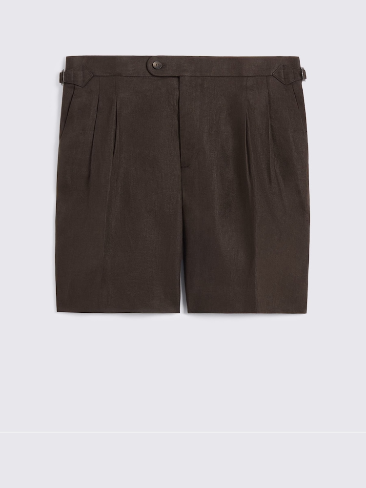 MOSS Brown Twill Linen Shorts - Image 4 of 4