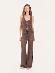4th & Reckless Brown Tie Front Knitted Top - Image 3 of 4