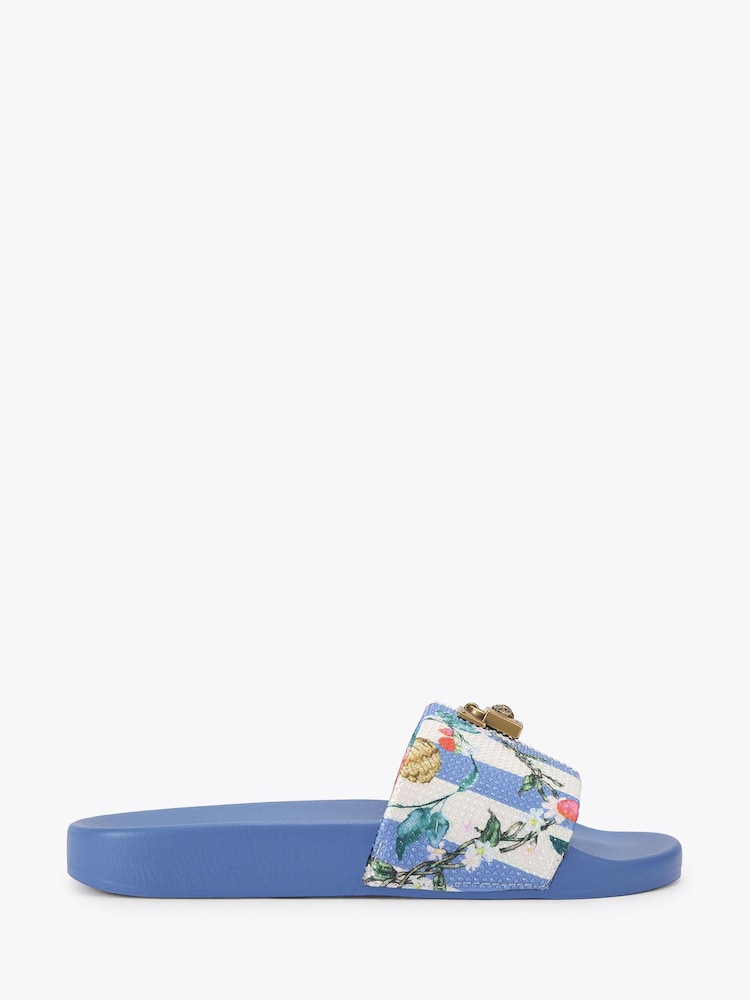 Kurt Geiger London Blue Floral Brixton Poolslide Sandals - Image 1 of 4