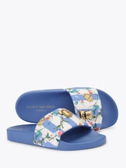 Kurt Geiger London Blue Floral Brixton Poolslide Sandals - Image 3 of 4
