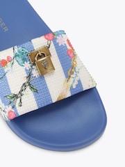 Kurt Geiger London Blue Floral Brixton Poolslide Sandals - Image 5 of 5