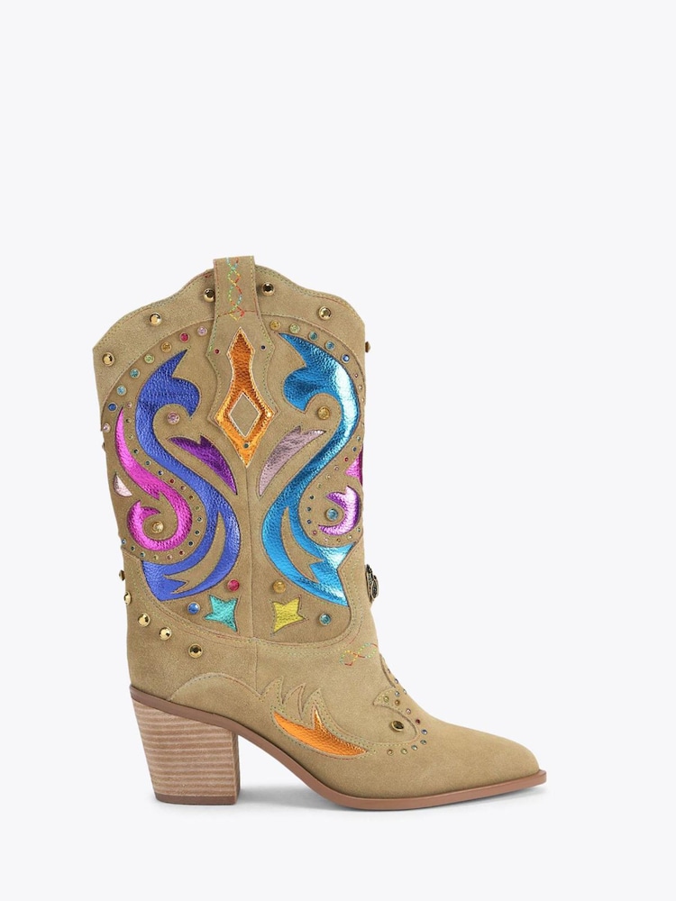 Kurt Geiger London Green Kensington Cowboy Boots - Image 1 of 4