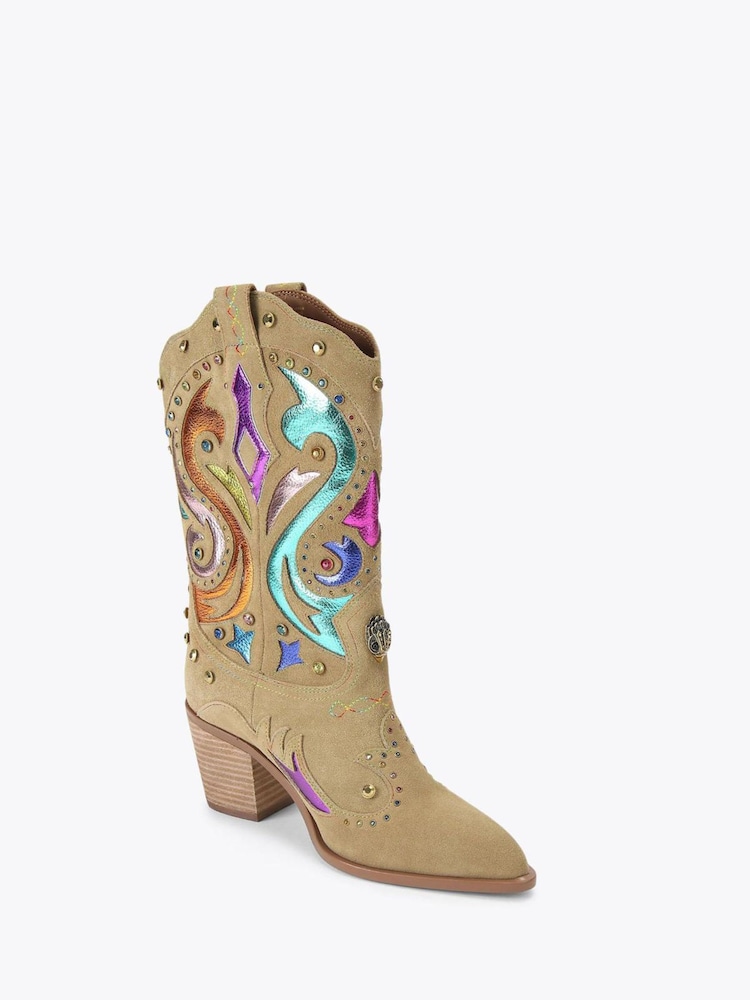 Kurt Geiger London Green Kensington Cowboy Boots - Image 2 of 4