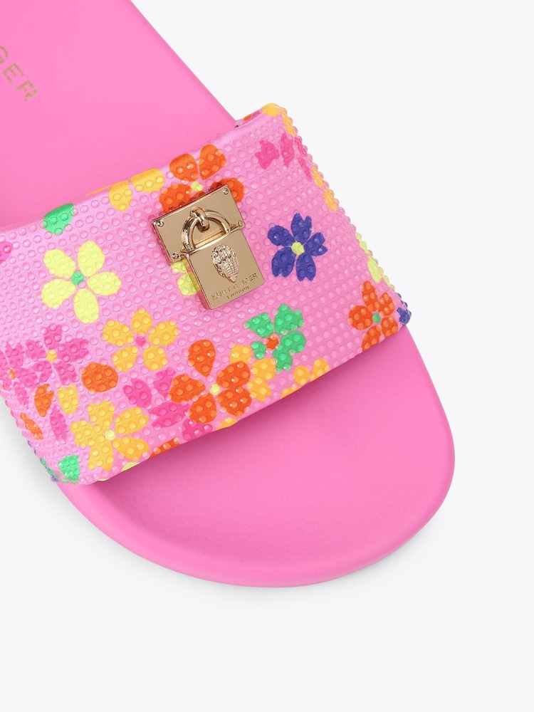 Kurt Geiger London Pink Brixton Poolslide Sandals - Image 4 of 4