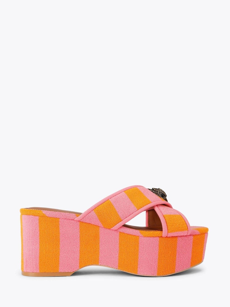 Kurt Geiger London Pink Eagle X Strap Flatform Sandals - Image 1 of 4