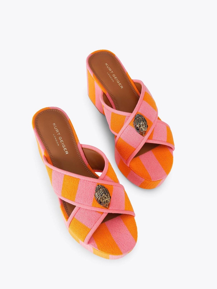 Kurt Geiger London Pink Eagle X Strap Flatform Sandals - Image 2 of 4