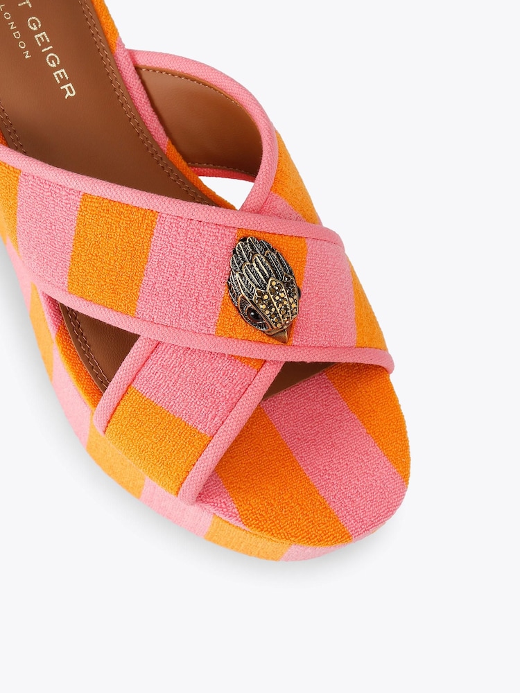 Kurt Geiger London Pink Eagle X Strap Flatform Sandals - Image 4 of 4