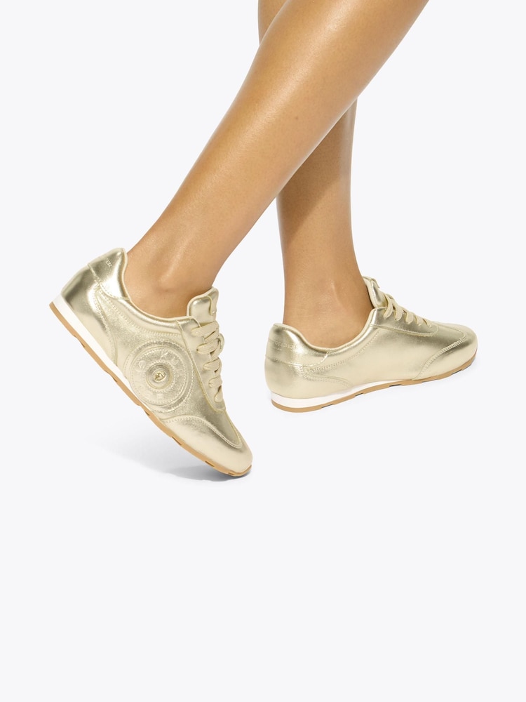 Kurt Geiger London Gold Bromley Slimline Trainers - Image 1 of 4 Kurt Geiger London Gold Bromley Slimline Trainers - Image 1 of 4
