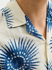 JACK & JONES JUNIOR Blue Cotton Resort Collar Short Sleeve Shirt - Image 5 of 7