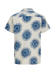 JACK & JONES JUNIOR Blue Cotton Resort Collar Short Sleeve Shirt - Image 7 of 7