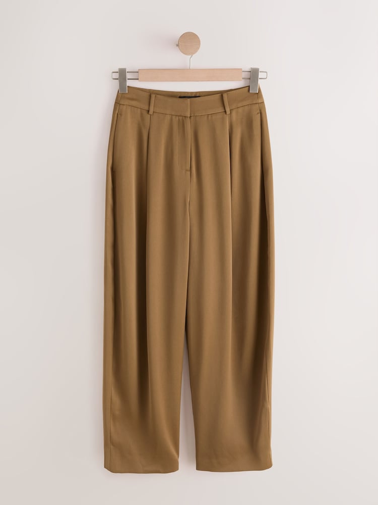 Khaki Green Satin Barrel Trousers - Image 1 of 3