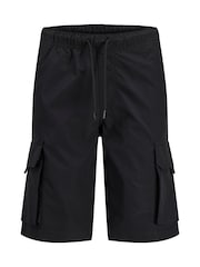 JACK & JONES JUNIOR Black Tech Cargo Jogger Shorts - Image 1 of 5