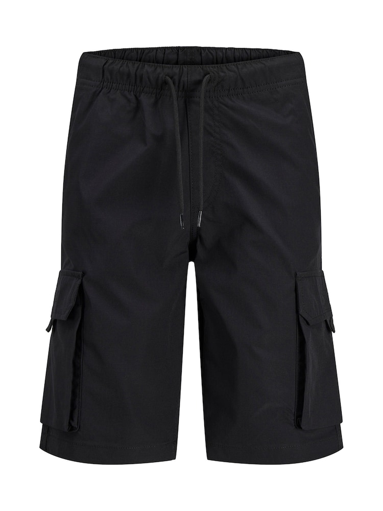 JACK & JONES JUNIOR Black Tech Cargo Jogger Shorts - Image 1 of 5 JACK & JONES JUNIOR Black Tech Cargo Jogger Shorts - Image 1 of 5