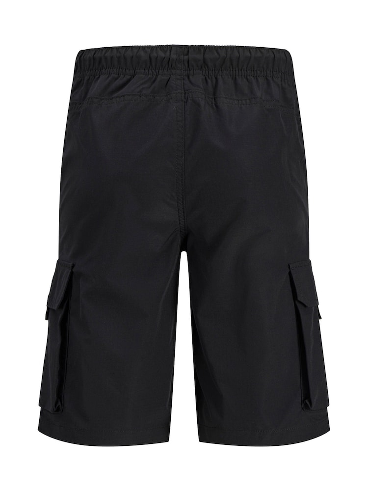 JACK & JONES JUNIOR Black Tech Cargo Jogger Shorts - Image 2 of 5 JACK & JONES JUNIOR Black Tech Cargo Jogger Shorts - Image 2 of 5