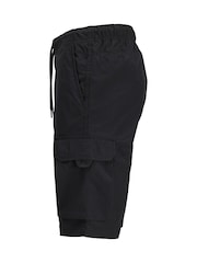 JACK & JONES JUNIOR Black Tech Cargo Jogger Shorts - Image 3 of 5
