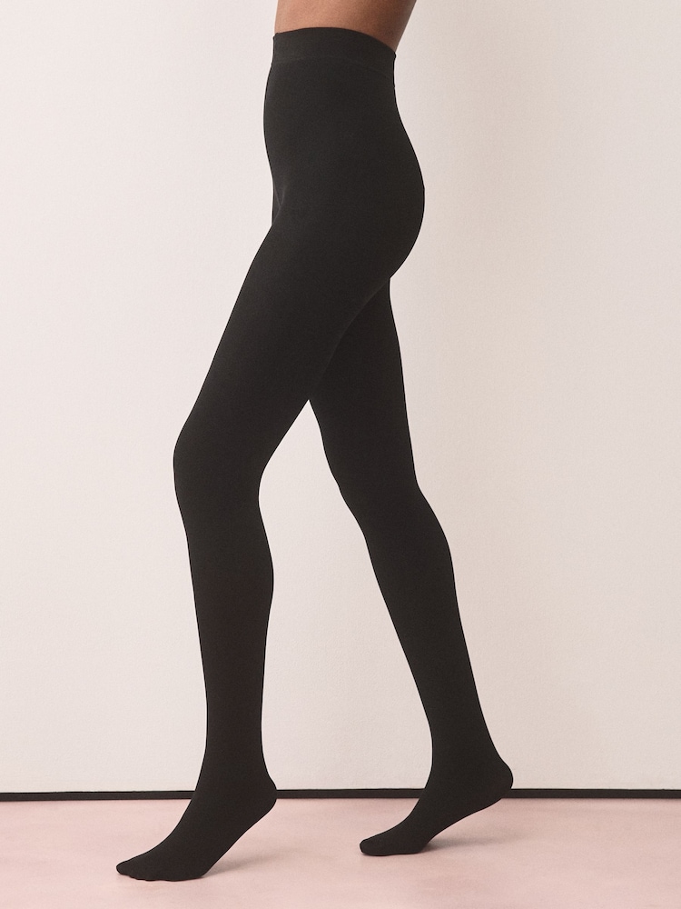 Black Fleece Lined Thermal Tights 2 Pack - Image 1 of 5