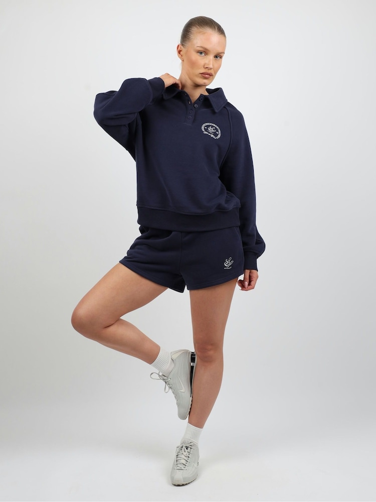 Simmi London Blue Studios Embroidered Logo Shorts - Image 2 of 5