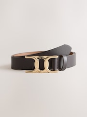 Burgundy Red Regular Statement Buckle Leather Belt - Image 1 of 3