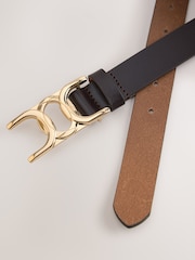 Burgundy Red Regular Statement Buckle Leather Belt - Image 2 of 3