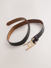 Burgundy Red Regular Statement Buckle Leather Belt - Image 3 of 3
