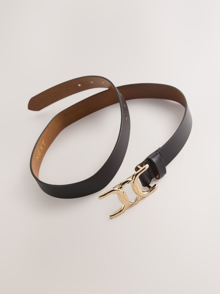Burgundy Red Regular Statement Buckle Leather Belt - Image 3 of 3
