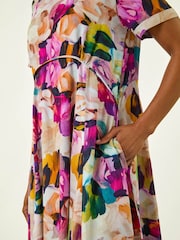 Roman Purple Floral Print Smock Dress - Image 2 of 5