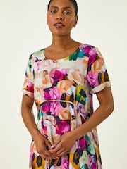Roman Purple Floral Print Smock Dress - Image 5 of 5