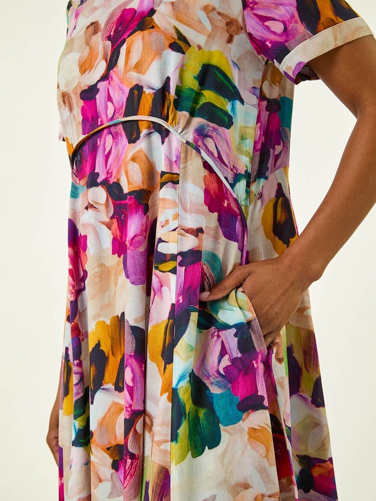 Roman Purple Floral Print Smock Dress - Image 6 of 6 Roman Purple Floral Print Smock Dress - Image 6 of 6