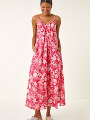 Roman Pink Floral Strappy Maxi Dress - Image 1 of 5